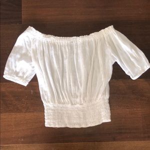Off the shoulder white crop top
